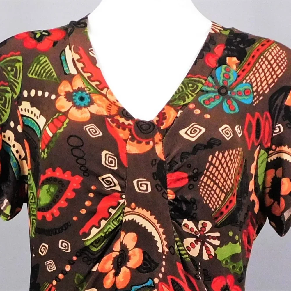 Choices Women Shirt Brown Multicolor M - Picture 2 of 4